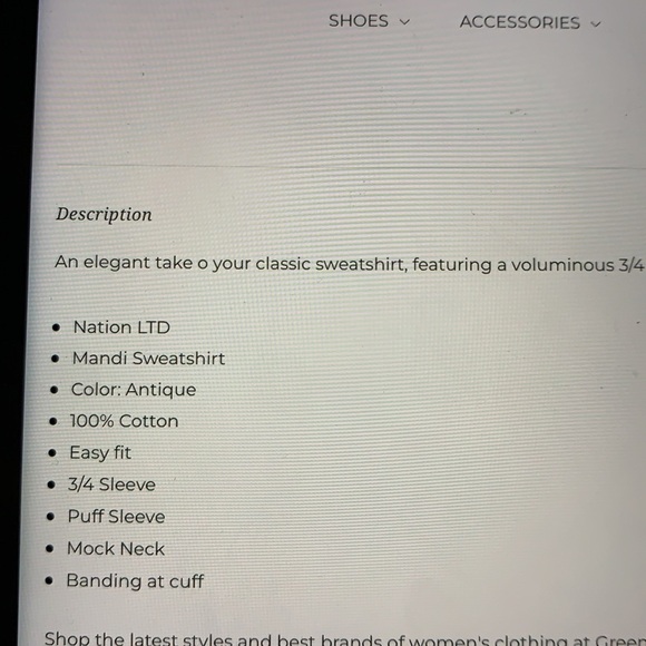 Nation LTD Mandi Puff Sleeve Sweatshirt in Antique S - Picture 10 of 10